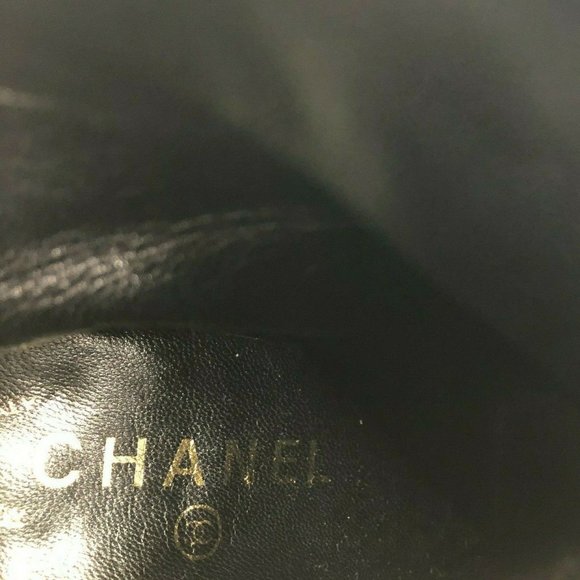 Auth. Chanel Womens Round Toe Ankle Bootie Leather Boots Shoes Black Sz.6.5B - Picture 5 of 8